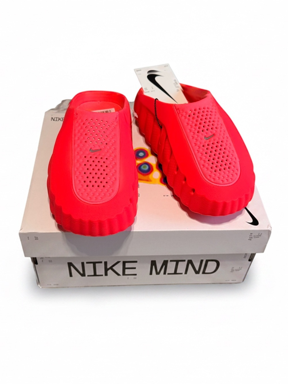 New Nike Mind 001 Mules (Unisex Size: Women's 6 / Men's 4.5) - Solar Red/Chrome